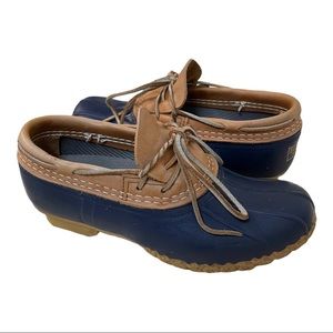 L.L BEAN Women's Bean Boots Rubber Moc Blue/Tan Size 9